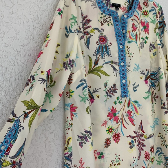 Talbots petit paisley/floral print long sleeves v neck blouse - Picture 3 of 10